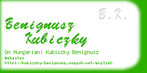 benignusz kubiczky business card